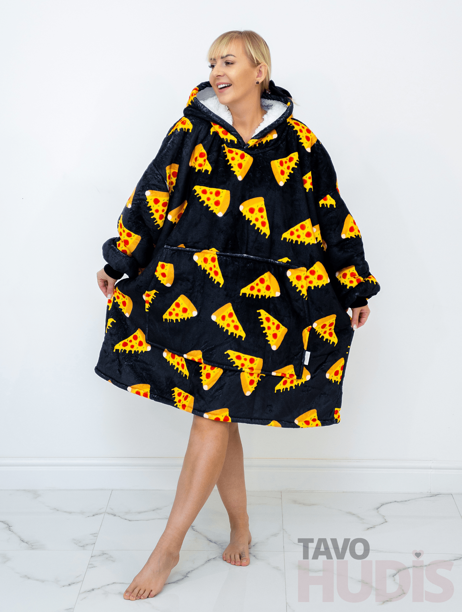 Black Pizza Blanket Hoodie