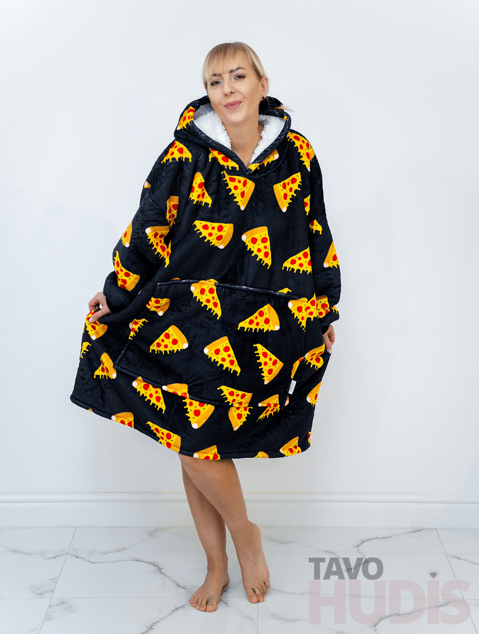 Black Pizza Blanket Hoodie