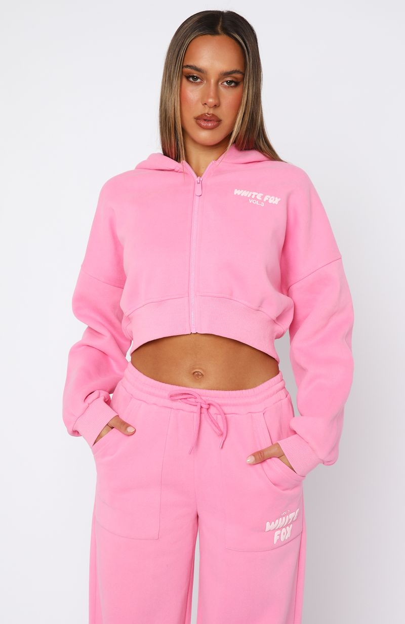 Offstage Cropped Zip Hoodie Bubblegum - Image 2